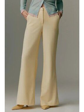 Anthropologie Maeve Flat-Front Trousers Light Yellow 16